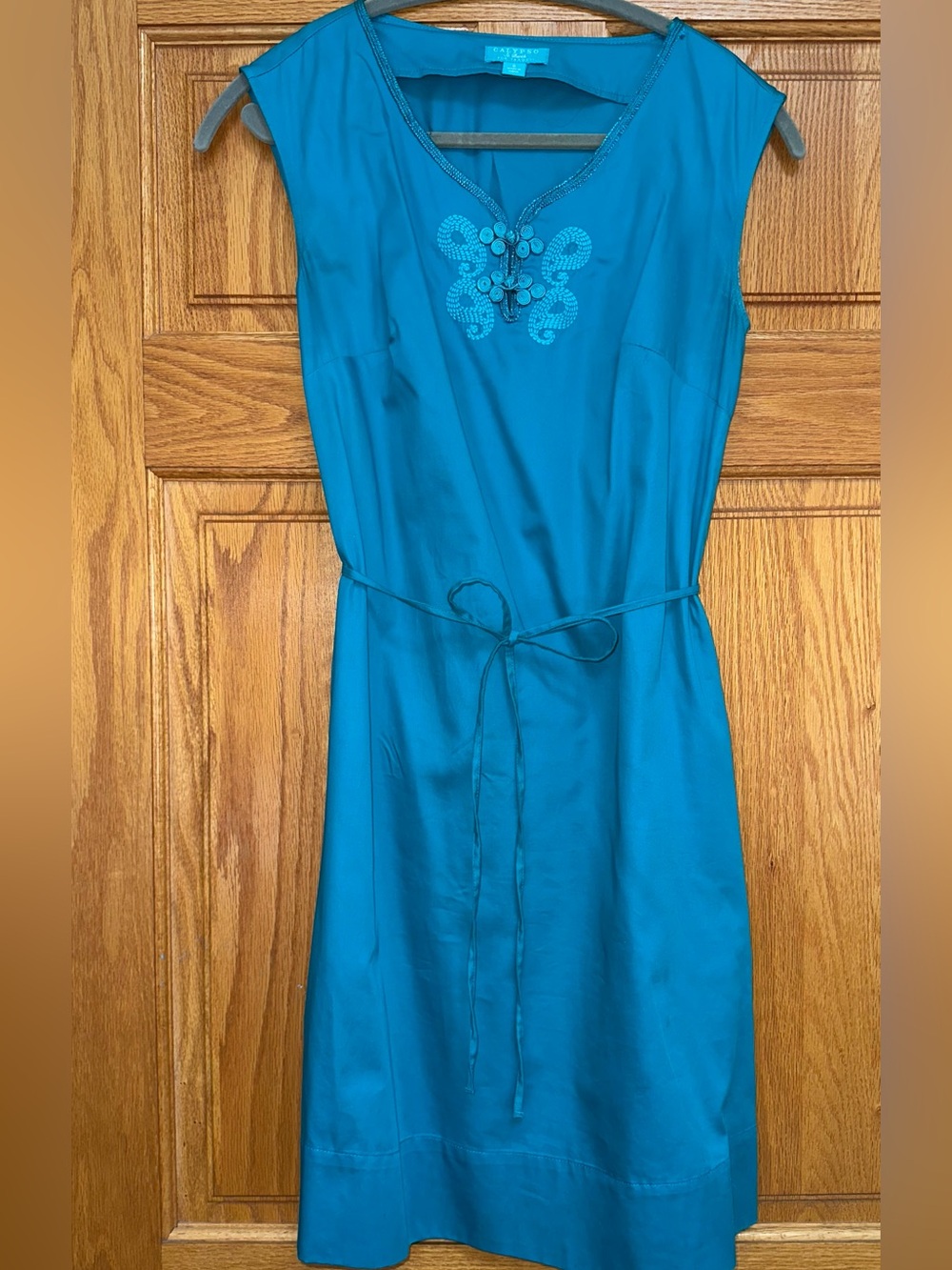 Calypso St. Barth Teal Embroidered Sleeveless Dress